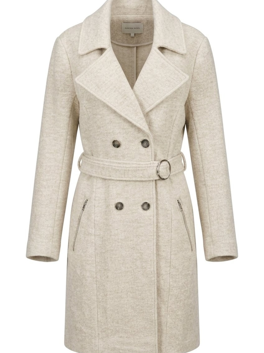 Guess Cream Double-Breasted Belted Trench Coat